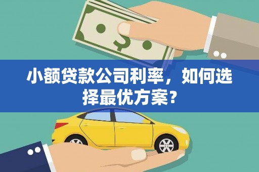 古镇小额贷款公司利率，如何选择最优方案？