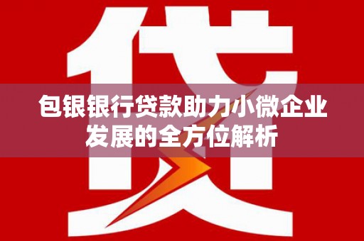 古镇包银银行贷款助力小微企业发展的全方位解析
